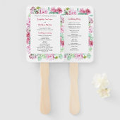 Roze Cactus Bloemen Succulenten Huwelijksprogramma Handwaaier (Voorkant en achterkant)