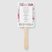 Roze Cactus Bloemen Succulenten Huwelijksprogramma Handwaaier (Achterkant)