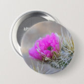 Roze cactus bloom ronde button 7,6 cm (Voorkant /achterkant)