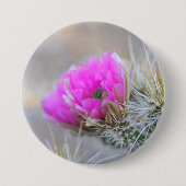 Roze cactus bloom ronde button 7,6 cm (Voorkant)