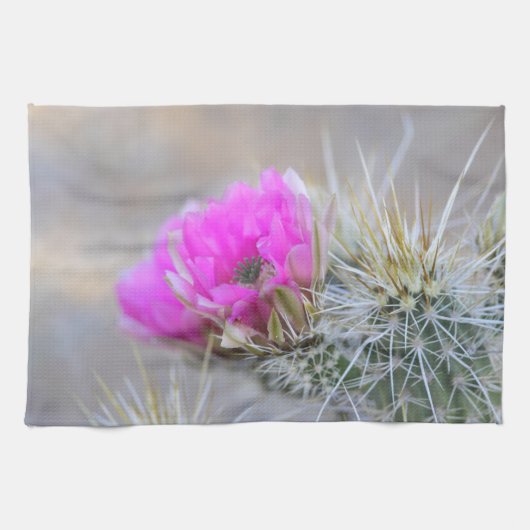 Roze Cactus blooms Theedoek (Horizontaal)