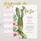 Roze Cactus Bruids Douche Uitnodiging Succulent (Voorkant / Achterkant)