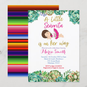 Roze Cactus Fiesta Baby Senorita Baby shower Kaart