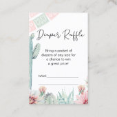 Roze Cactus Fiesta Theme Luier Raffle Insert Visitekaartje (Voorkant)