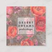 Roze Cactus Flower Desert Garden Photo Travel Vierkante Visitekaartje (Voorkant)