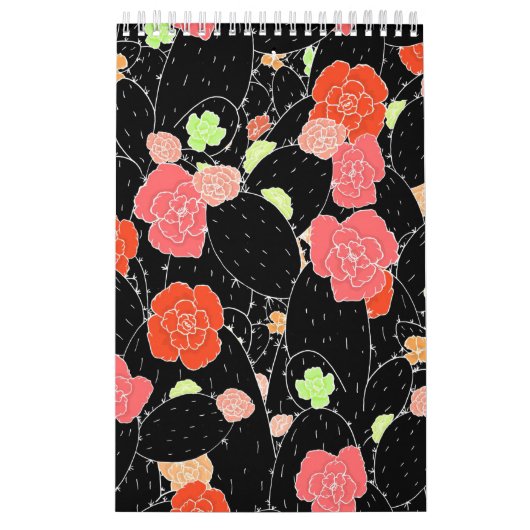 Roze Cactus Flower Sketch Kalender (Hoes)
