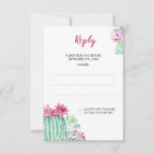 Roze Cactus Flowers Succulent Wedding Reply Kaarte RSVP Kaartje (Voorkant)