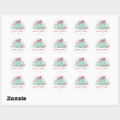 Roze Cactus Flowers Succulenten Waterverf Bruiloft Ronde Sticker (Vel)