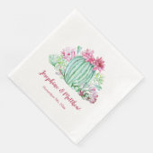 Roze Cactus Flowers Succulenten Waterverf Bruiloft Servet (Hoek)