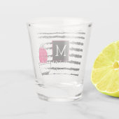 Roze Cactus gestreepte patroonontwerp Shot Glas (Achterkant)