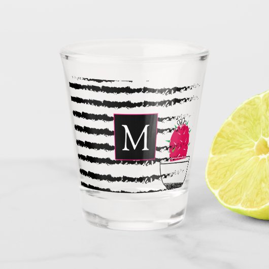Roze Cactus gestreepte patroonontwerp Shot Glas (Voorkant)