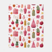 Roze Cactus Kerstversiering Patroon Fleece Deken (Voorkant)
