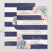 Roze Cactus Marine Strepen Roze Goud Wensput Kaart (Voorkant / Achterkant)