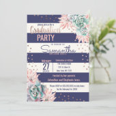 Roze cactus marinestripes Roos Gold Afstuderen Kaart (Staand voorkant)