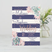 Roze cactus marinestripes Roos gouden Stippen brui Kaart (Staand voorkant)