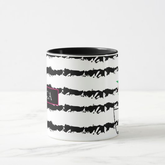 Roze Cactus Monogram gestript Mok (Midden)