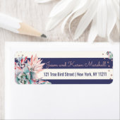 Roze Cactus Navy Stripes en Roos Gouden Adres Etiket (Insitu)