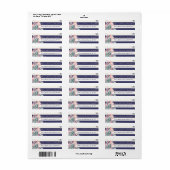 Roze Cactus Navy Stripes en Roos Gouden Adres Etiket (Full Sheet)