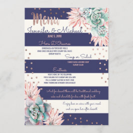 Roze Cactus Navy Stripes Roos Gold Wedding Menu