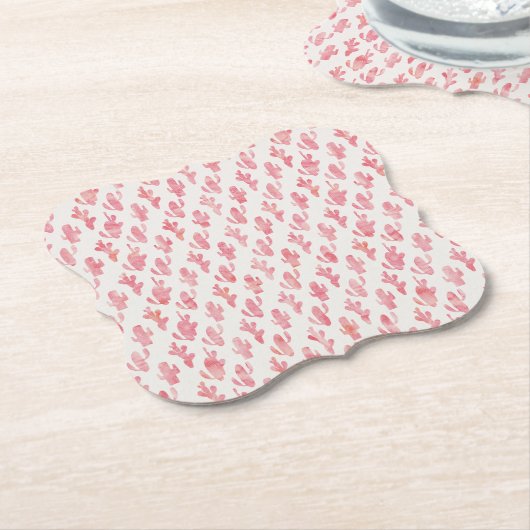 Roze Cactus Onderzetter (Gekanteld)