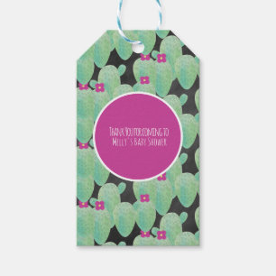 Roze Cactus Patroon Dank Je Cadeaulabel