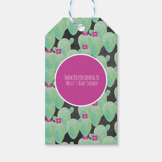Roze Cactus Patroon Dank Je Cadeaulabel (Voorkant)