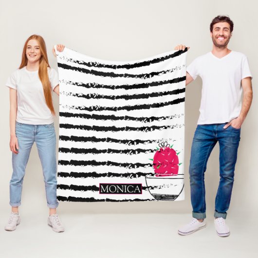 Roze Cactus patroon design Fleece Deken (In situ)