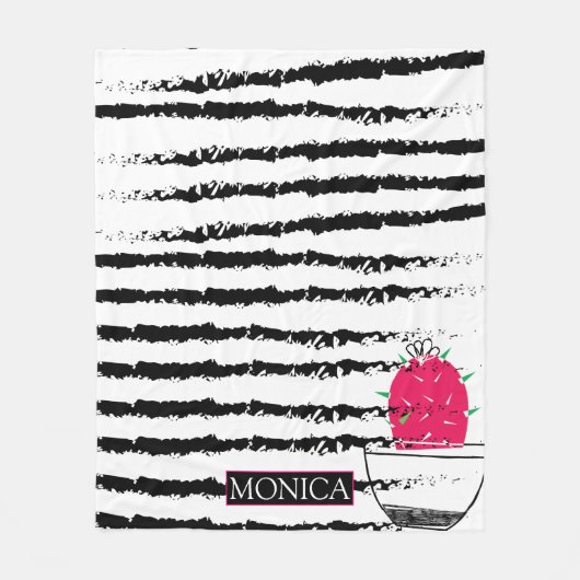 Roze Cactus patroon design Fleece Deken (Voorkant)