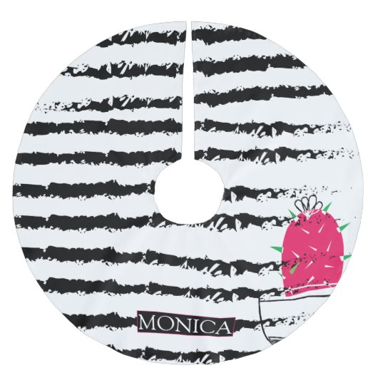 Roze Cactus patroon design Kerstboom Rok (Voorkant)