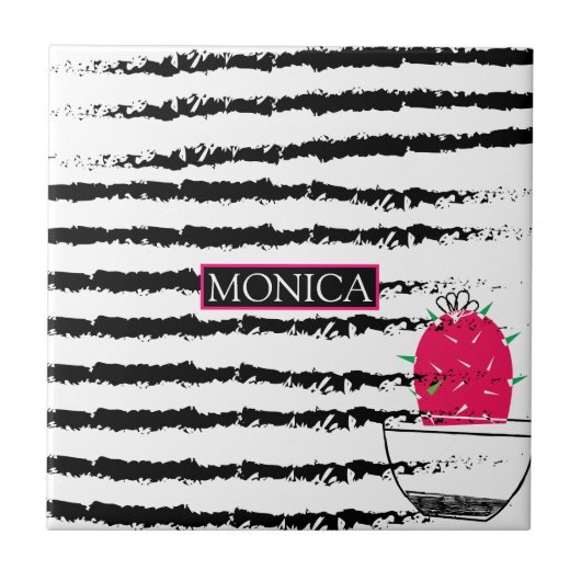 Roze Cactus patroon design Tegeltje (Voorkant)
