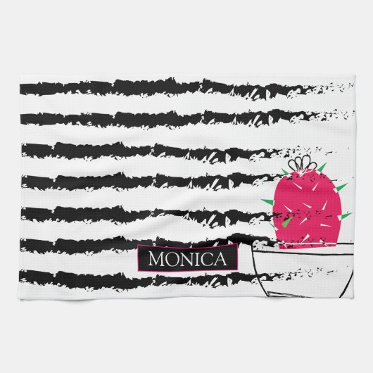 Roze Cactus patroon design Theedoek (Horizontaal)