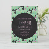 Roze Cactus Patroon Groene Baby Shower Feest (Staand voorkant)