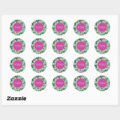 Roze Cactus Patroon Groene Dank Je Ronde Sticker (Vel)
