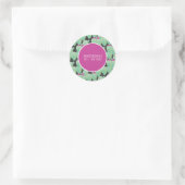 Roze Cactus Patroon Groene Dank Je Ronde Sticker (Tas)
