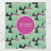 Roze Cactus Patroon  Groene Dank Je Wijn Etiket (Enkel label)