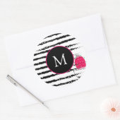 Roze Cactus patroon Monogram Ronde Sticker (Envelop)