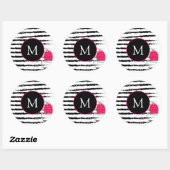Roze Cactus patroon Monogram Ronde Sticker (Vel)