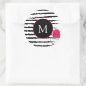 Roze Cactus patroon Monogram Ronde Sticker (Tas)