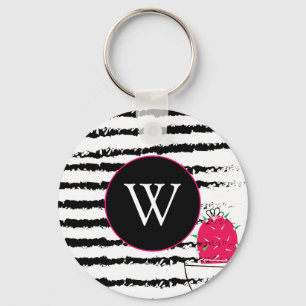 Roze Cactus patroon Monogram Sleutelhanger