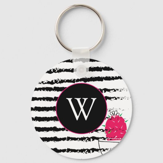 Roze Cactus patroon Monogram Sleutelhanger (Voorkant)