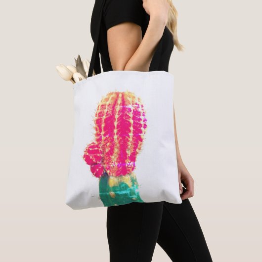 Roze Cactus Photo Canvas tas (Dichtbij)