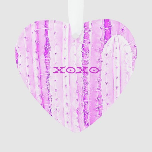 Roze Cactus Saguaro XOXO Hart Liefde Desert Fun Ornament (voorkant)