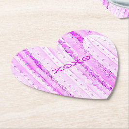Roze Cactus Saguaro XOXO Heart Love Pricly Kartonnen Onderzetters
