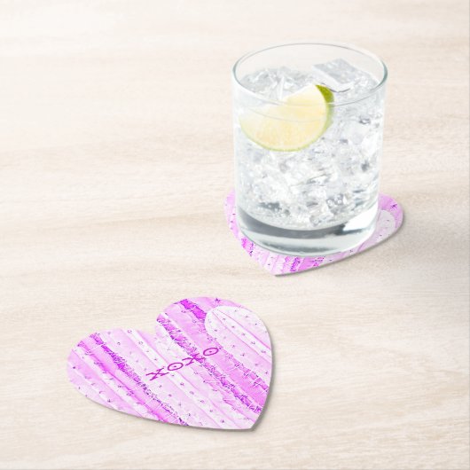 Roze Cactus Saguaro XOXO Heart Love Pricly Kartonnen Onderzetters (Insitu)