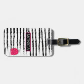Roze Cactus striped Monogram Bagagelabel (Voorkant horizontaal)