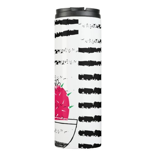 Roze Cactus striped Monogram Thermosbeker (Achterkant)