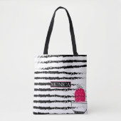 Roze Cactus striped Tote Bag (Voorkant)