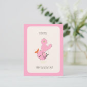 Roze Cactus Tekening Valentijnsdag  Ansichtkaart Briefkaart (Staand voorkant)