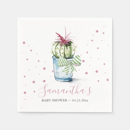 Roze Cactus Theme Baby shower Servet (Voorkant)
