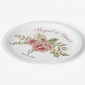 Roze cactus van roos, sappig bruiloft papieren bordje (Gekanteld)